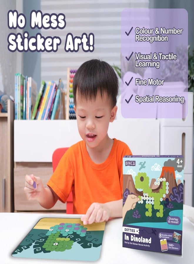 بينكا مجموعة أنشطة فن النقاط من بينكا دوتيز، أكثر من 1500 ملصق، 8 ديناصورات، أنشطة بدون فوضى، فن ملصقات النقاط للأطفال الصغار، أنشطة سفر للأطفال، مجموعات حرفية وهدايا للفتيات من عمر 4 و5 و6 و7 سنوات - Image 3